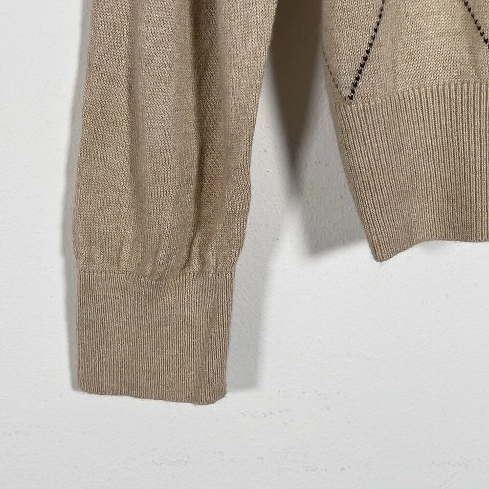 Northern Isles Silk Cashmere Argyle Sweater Mens Sz L Crew Neck‎ Long Sleeve